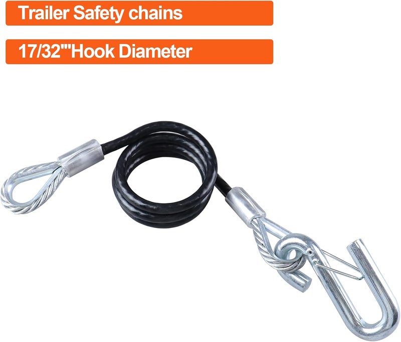 TeukRiGa 3/8"x 44" Grade 30 Steel Black Boat Trailer Safety Chain with 1 Spring Clip Hooks 7500 lbs, 1 Pcs (3/8"x 44") - Image 5